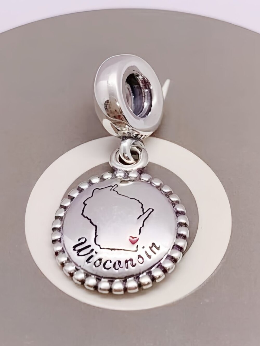 Pandora Wisconsin Map Exclusive Dangle Charm Travel Gift Pendant Wisconsin Heart